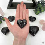 Black Tourmaline with Red Hematite Hearts - AS IS