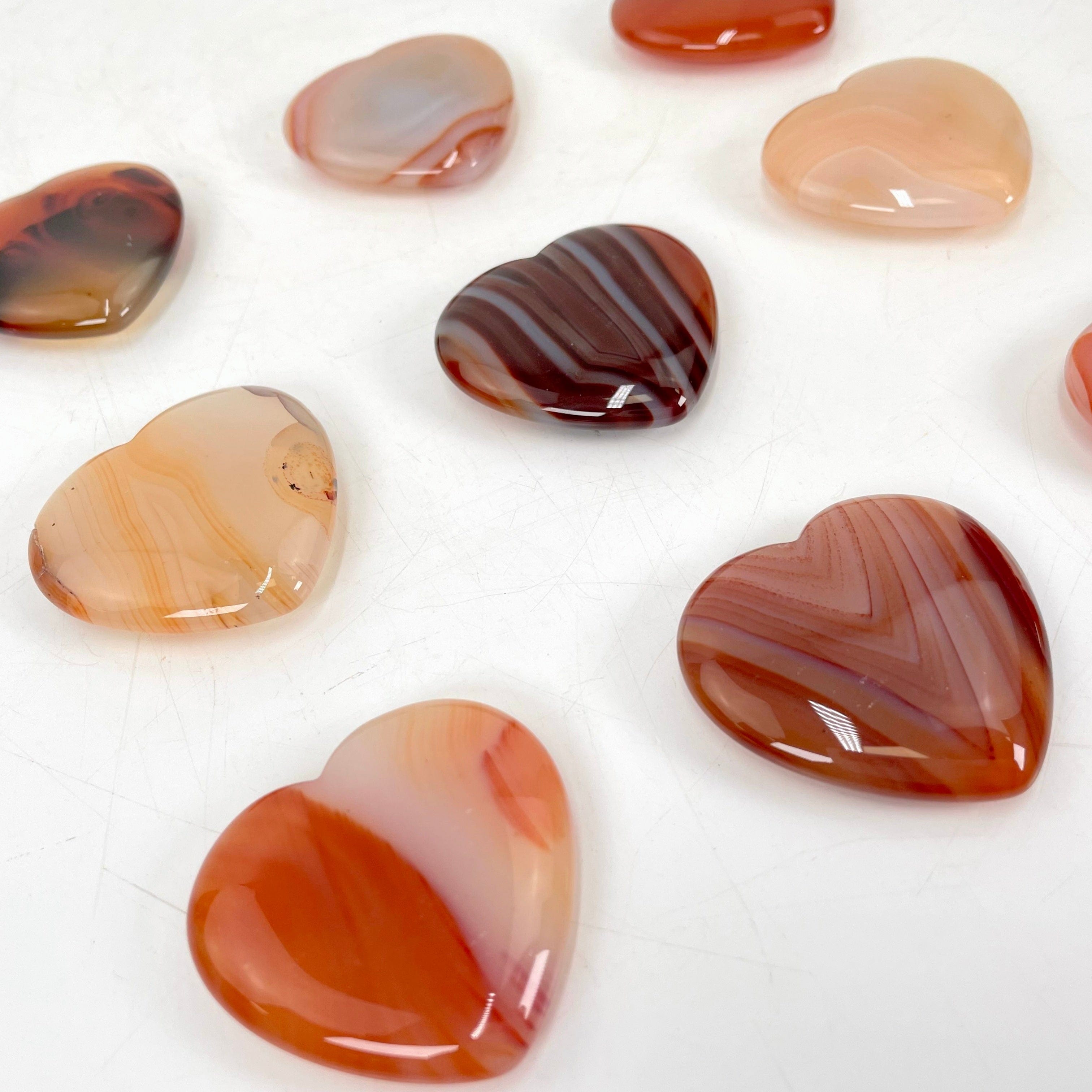 Carnelian Crystal Polished Hearts