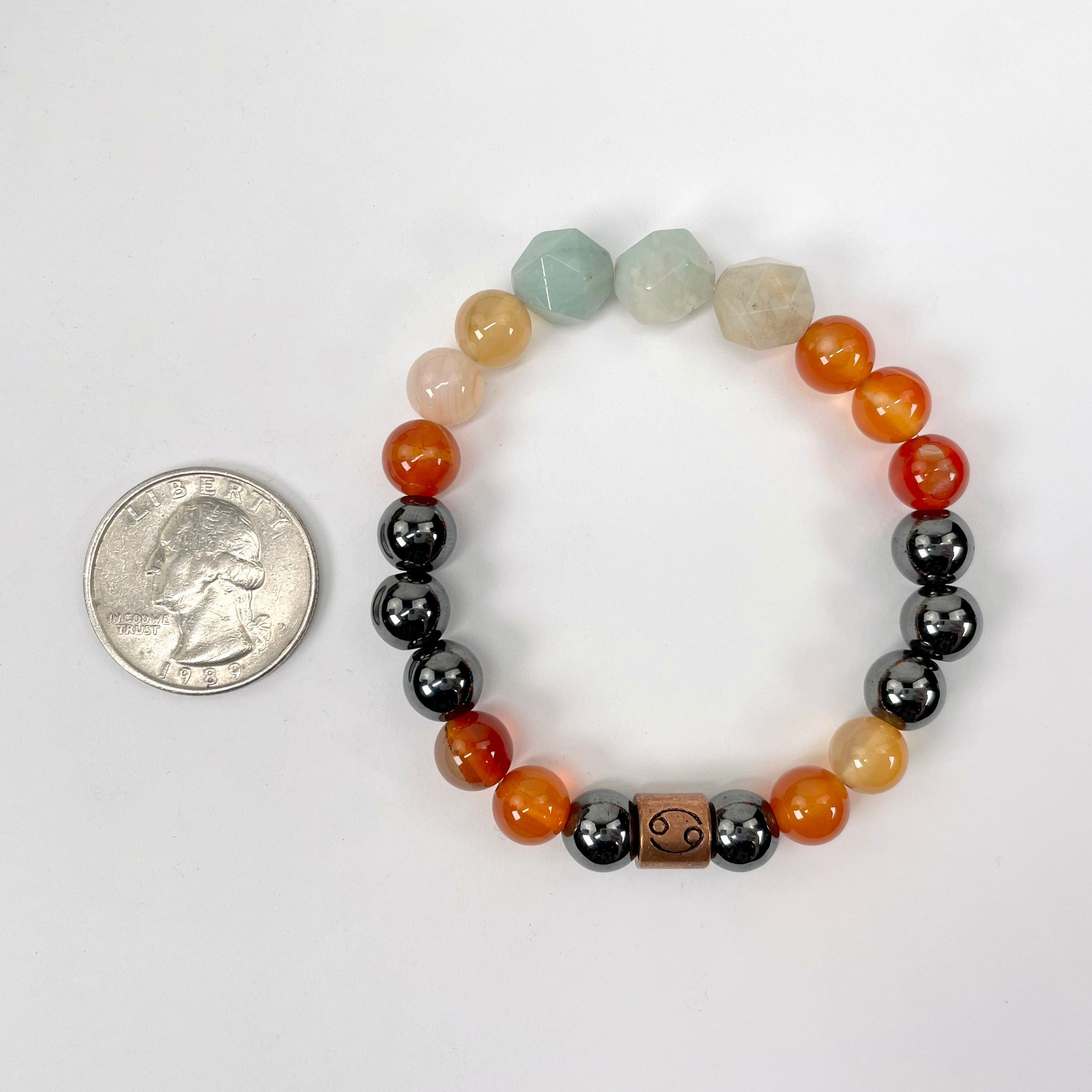 Cancer Zodiac Gemstone Crystal Stretch Bracelet