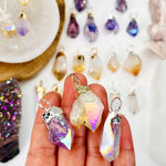 Angel Aura Crystal Point Pendants - Electroplated Silver or Gold Hoop Bails