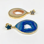 Agate Slice Earrings with Star Druzy Accent