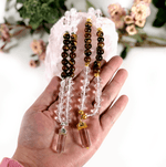 Mala Necklace - Tigers Eye and Crystal Quartz Beads