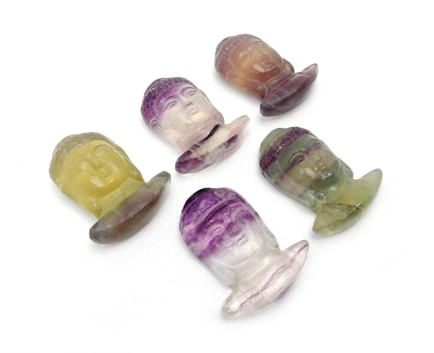 Fluorite Buddha Head Cabochon - Zen Namaste Yoga Style Jewelry Supplies