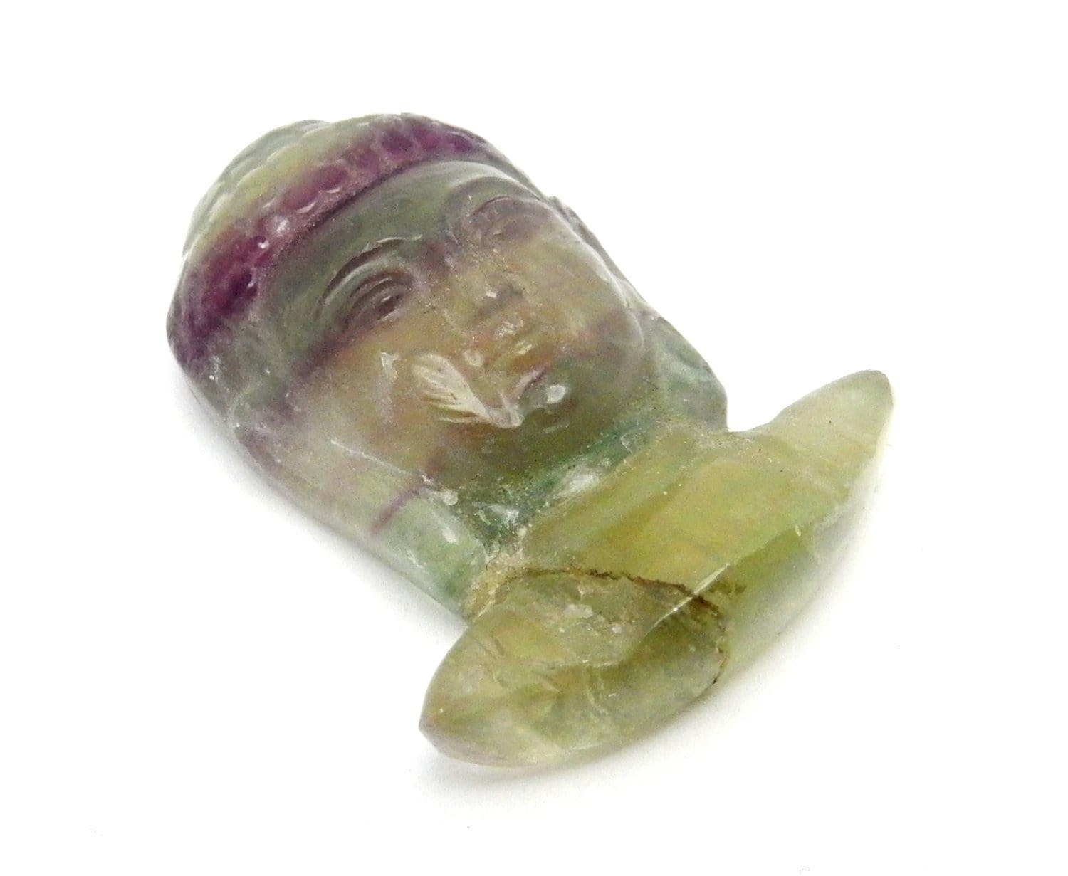 Fluorite Buddha Head Cabochon - Zen Namaste Yoga Style Jewelry Supplies