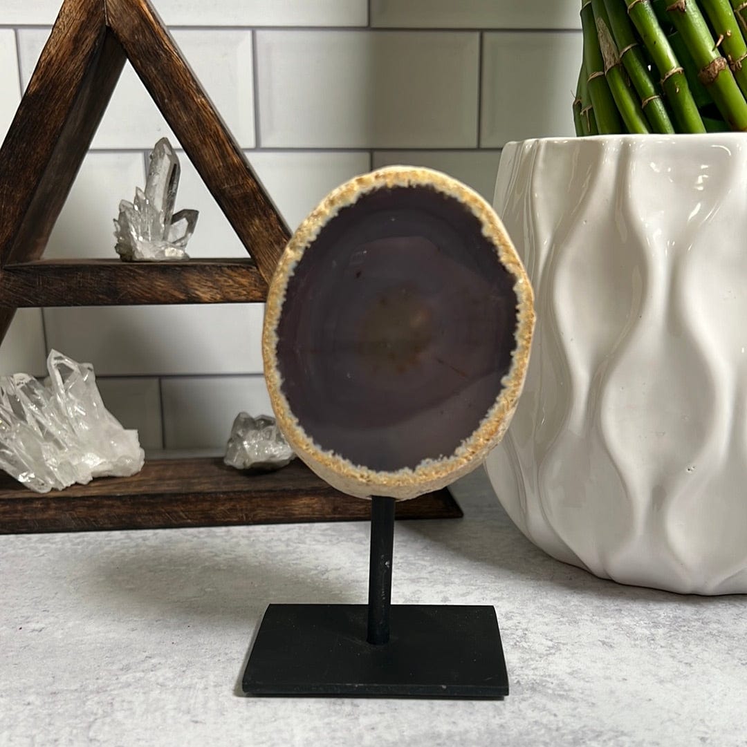 Agate Geode on a Metal Stand