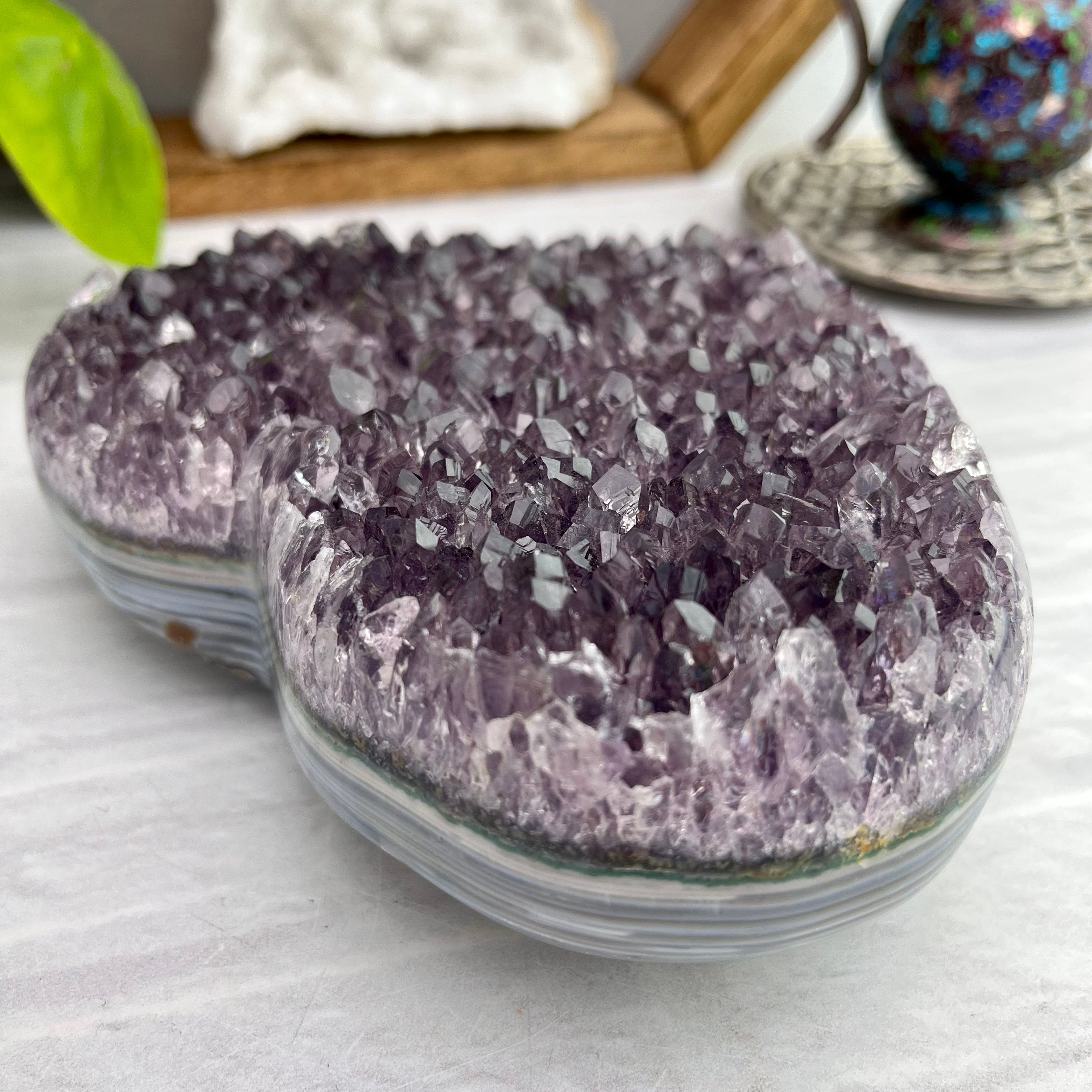 Purple Cluster Amethyst Druzy Heart