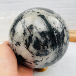 Black Tourmilated Quartz Sphere - Massive - OOAK