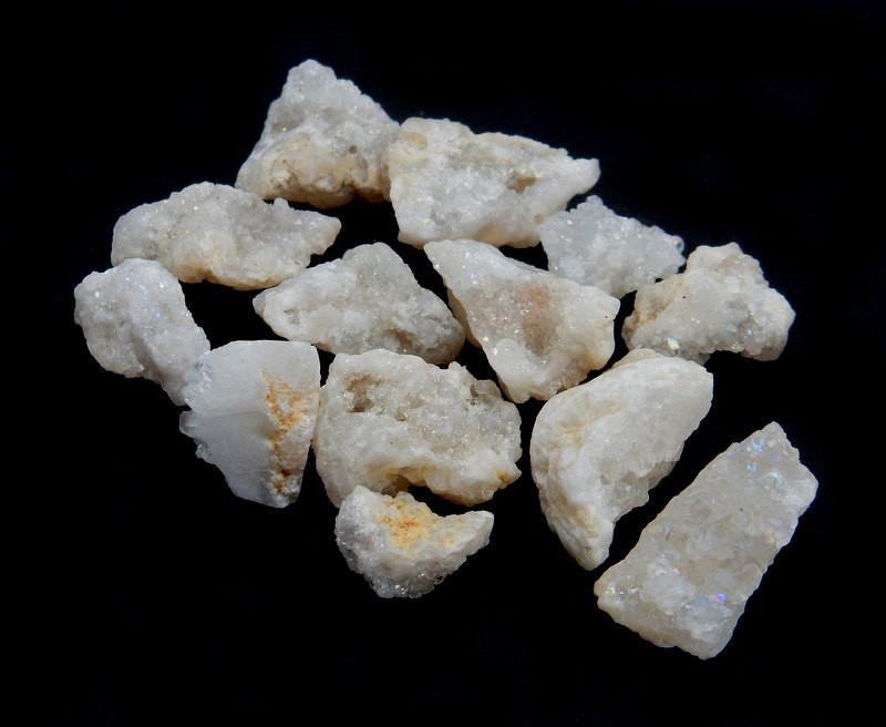 5pc Calcite Druzy Bead - White Calcite Druzy Top Side Drilled Bead